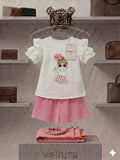 Vellura Whimsical Girl Graphic &amp; Pink Pleated Set*