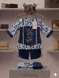 Vellura Navy Blue Floral Embroidered Heritage Set